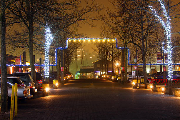 Parkade A misty marina in Vancouver. granville island stock pictures, royalty-free photos & images