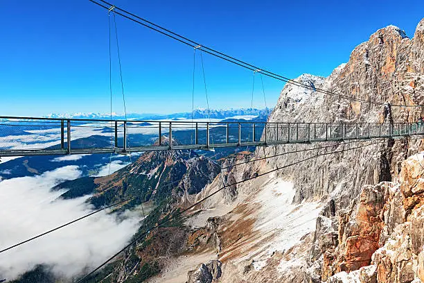 Suspension footbridge in Austrian Alps