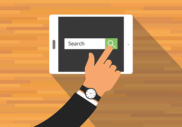 searching concept use tab or pad - google stock illustrations