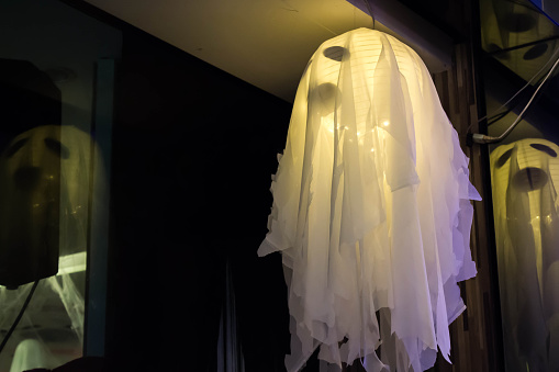 ghost made from ceiling lamp for halloween festival