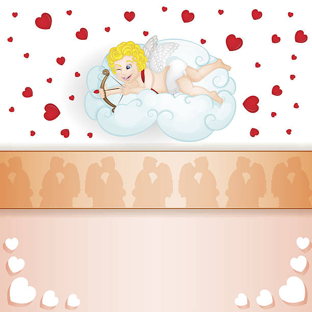 амур на облака и lovers - cupid love red affectionate stock illustrations