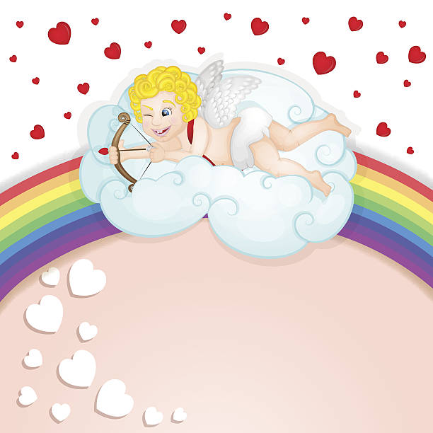 amor auf wolken - cupid love red affectionate stock-grafiken, -clipart, -cartoons und -symbole