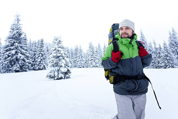 istock Hiker in the winter forest 494543792