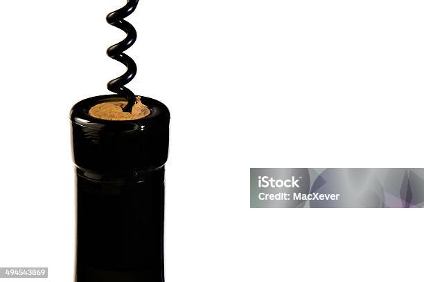 Bottle Of Red Wine And Corkscrew Stock Photo - Download Image Now - Wine, Alcohol - Drink, Bottle