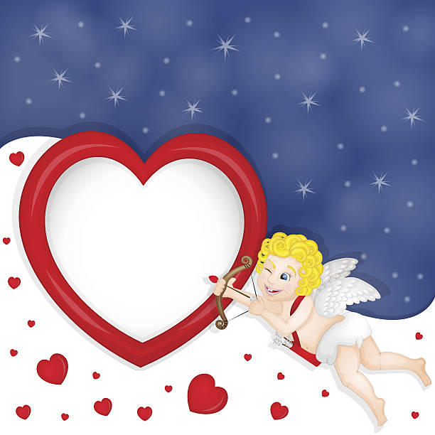 cupid und herzen frame - cupid love red affectionate stock-grafiken, -clipart, -cartoons und -symbole