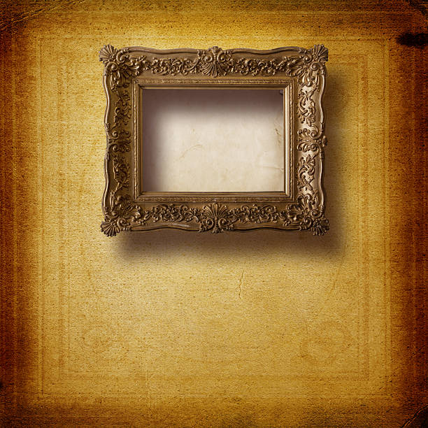 istock Old room, grunge interior with frames in style baroque 494544491