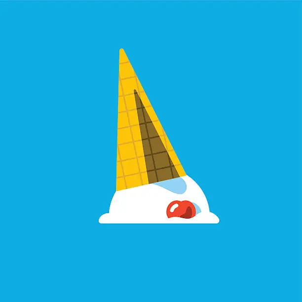 Vector illustration of Spilled or Dropped Ice Cream Cone