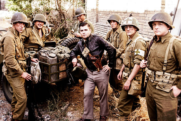 istock Group of World War ll solider posing for the photographer 494545810