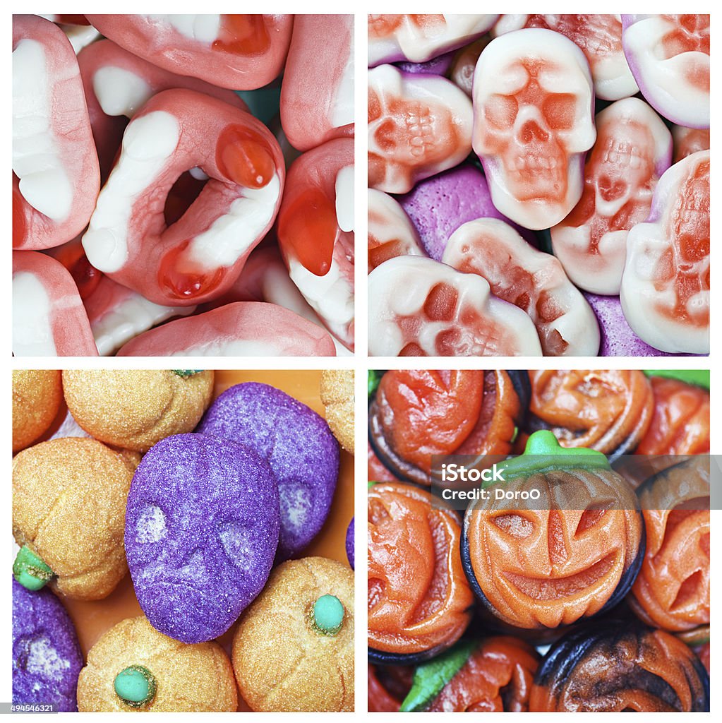 collage von verschiedenen Bonbons und Swets halloween - Lizenzfrei Abstrakt Stock-Foto