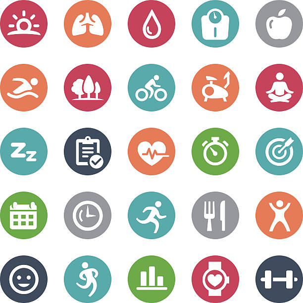 fitness icons - bijou series - wellness stock illustrations