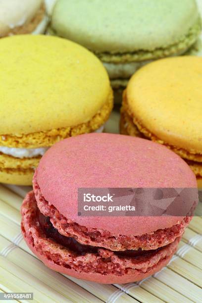 Colorful Macaroons Close Up Stock Photo - Download Image Now - Afternoon Tea, Baked, Baked Pastry Item