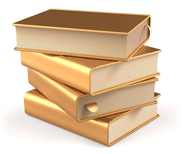 istock Golden books yellow gold blank textbooks stack content 494559578