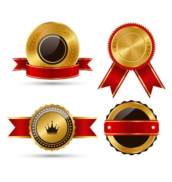 istock Golden Red Black Premium Quality Best Labels Collection Isolated 494561146