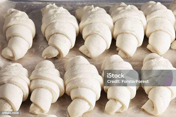 Raw Croissants Closeup Stock Photo - Download Image Now - 2015, Baked Pastry Item, Bakery