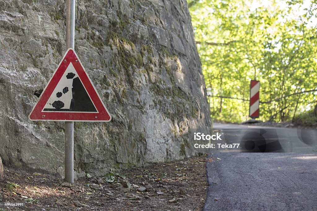 danger rockfall sign Avalanche Stock Photo