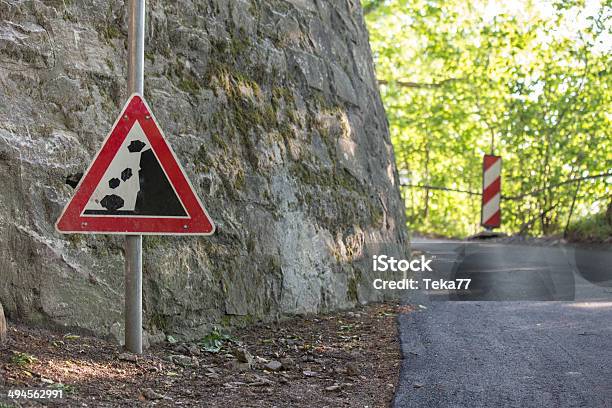 Danger Rockfall Sign Stock Photo - Download Image Now - Avalanche, Close-up, Day