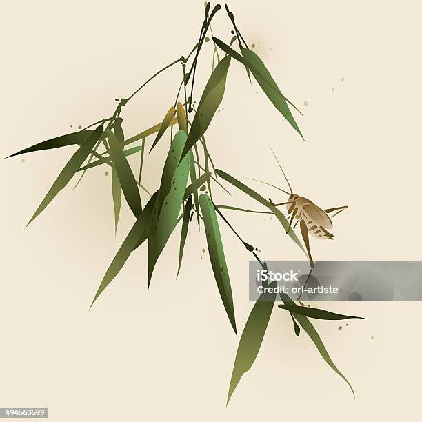 Vetores de Grasshopper Em Folhas De Bambu e mais imagens de Bambu - Bambu, Beleza natural - Natureza, Camuflagem
