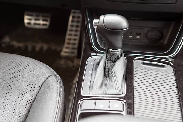 istock Gearshift lever of automatic gearbox. Car interior 494563731