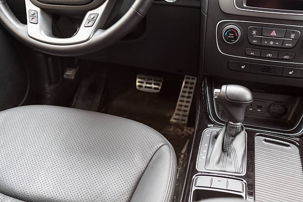 istock Drivers seat with the gear lever. Car interior 494563737