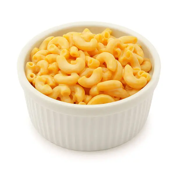 Macaroni and Cheese isolated on white (excluding the shadow)