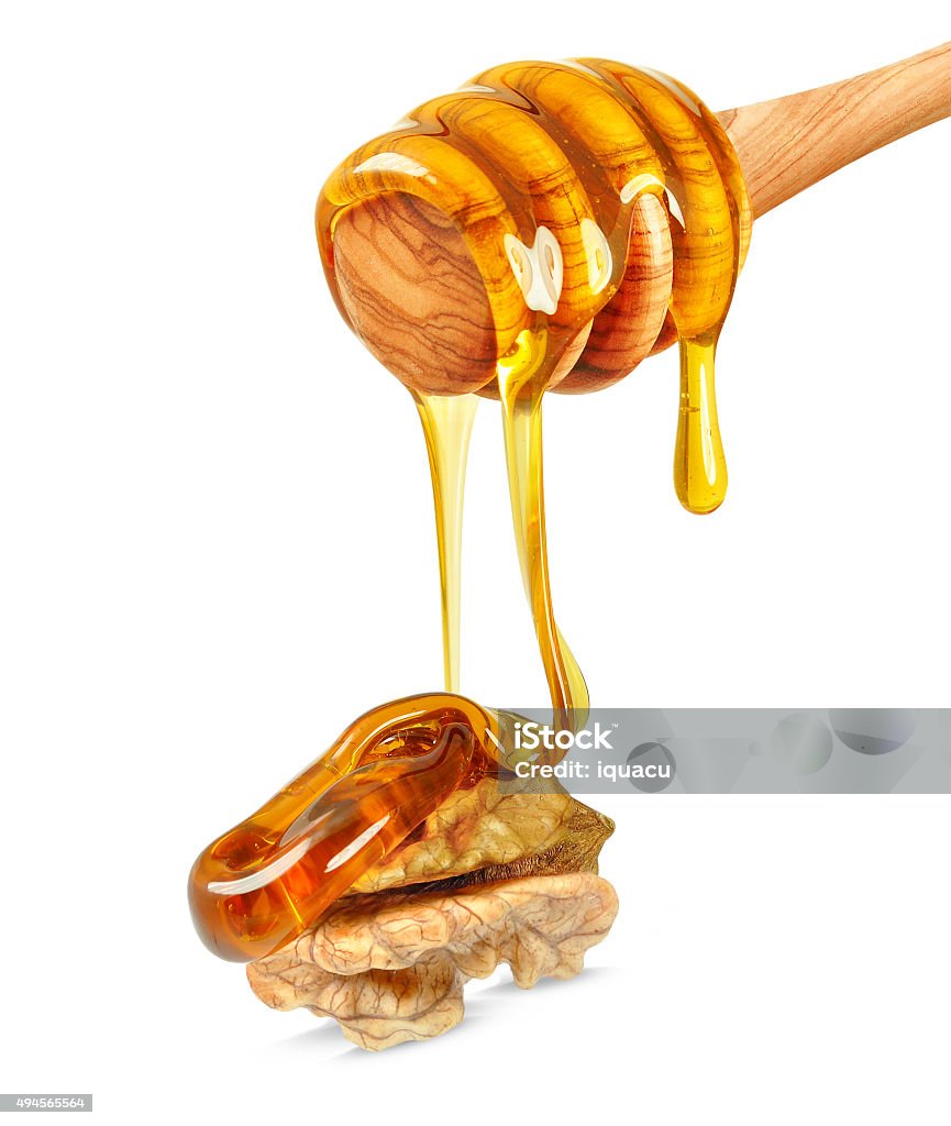 honey and walnut honey and walnut isolated on white background 2015 Stock Photo