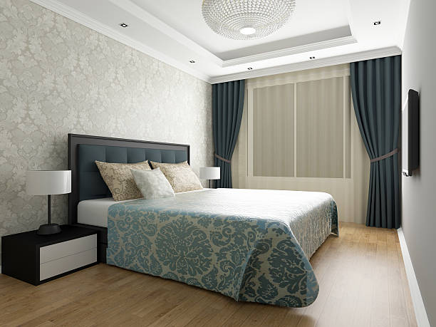 modern bedroom interior stock photo