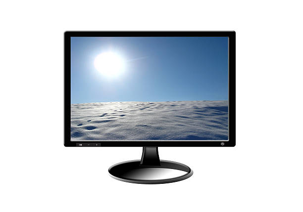 monitor nero con immagine - solar flat panel foto e immagini stock