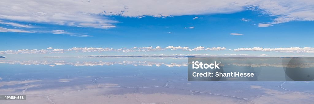 perfect reflection panorama in uyuni 2015 Stock Photo