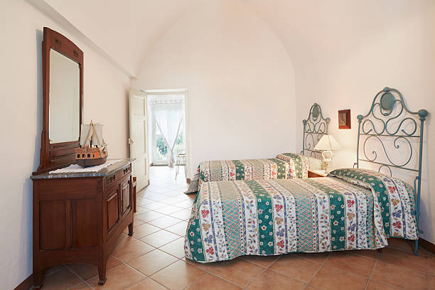 istock Old bedroom with two beds in ancient interior 494584888