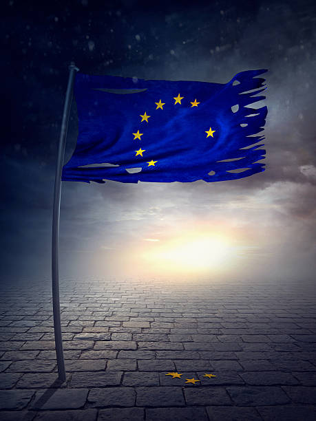 rasgado bandeira europeia. - market european culture caucasian stock market imagens e fotografias de stock