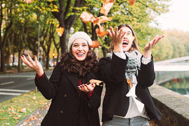 istock Girls crazy for autumn 494586704
