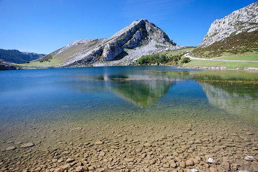 Lake Enol, one of the famous lakes of Covadonga, Asturias , Spain
