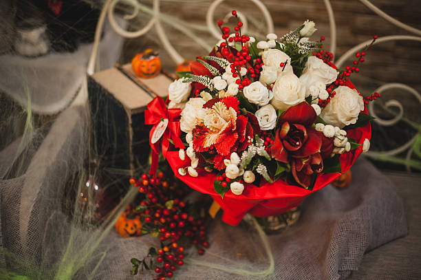 istock Bouquet of white and red flowers 494590968