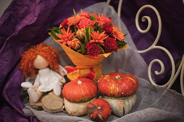 istock pumpkin and autumn orange bouquet. 494591268