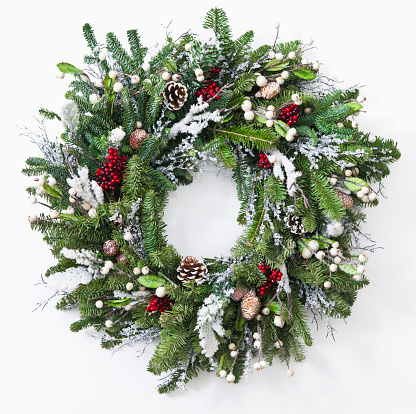 Christmas Wreath isolated on a white background. 