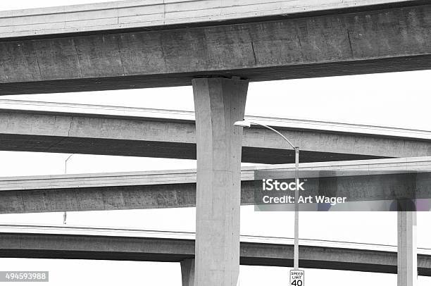 California Freeway Abstract Stock Photo - Download Image Now - Black And White, Multiple Lane Highway, Photography