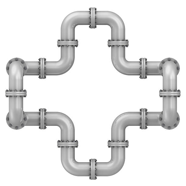 istock Curved bends with flanges. Connections of bends 494594528