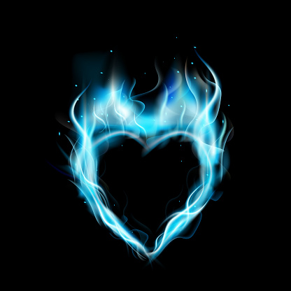 Illustration of Symbol of love blue ring of Fire with black background