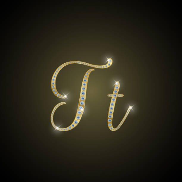 ilustrações de stock, clip art, desenhos animados e ícones de alfabeto brilhante "t" de ouro e diamante - diamond alphabet letter t text