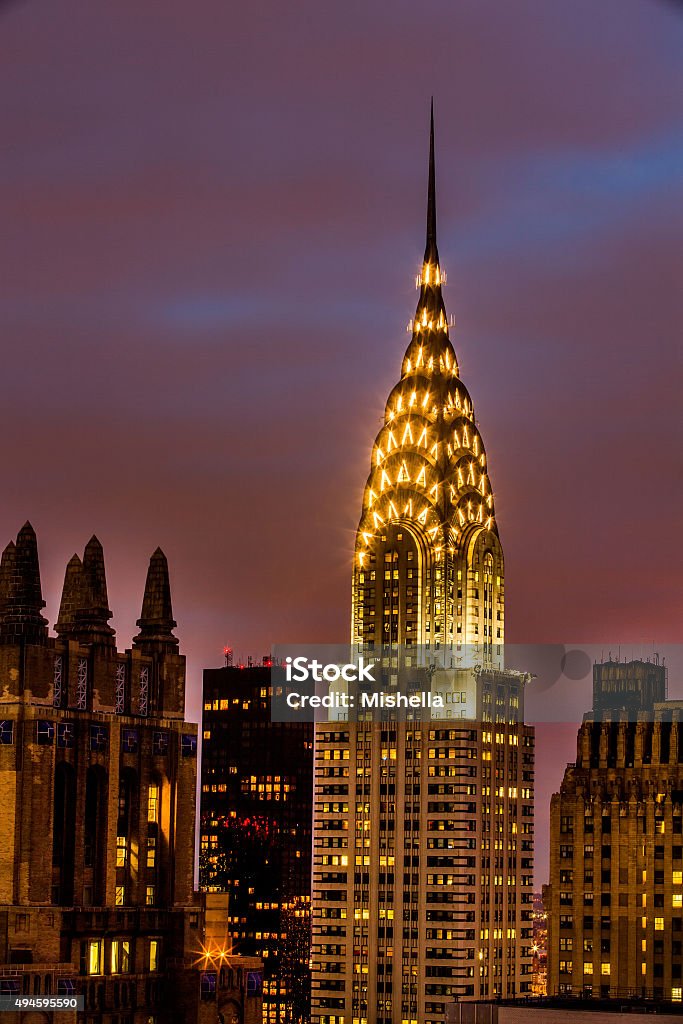 Chrysler Building au coucher du soleil, New York City - Photo de 2015 libre de droits Chrysler Building au coucher du soleil, New York City - Photo de 2015 libre de droits