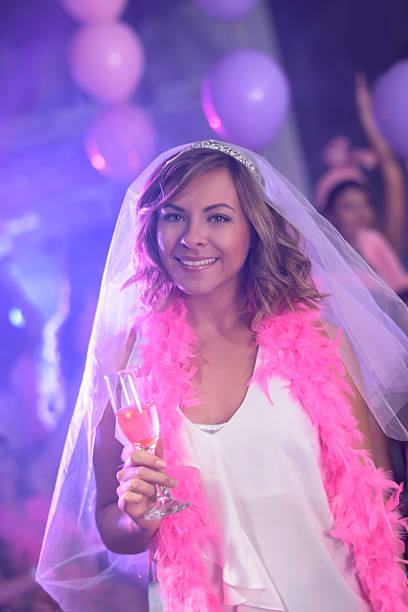 istock Bride having fun at her bachelorette party 494595962