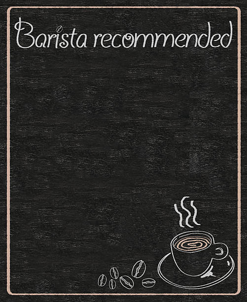 coffee menu barista recommended written on blackboard background high resolution stock photo