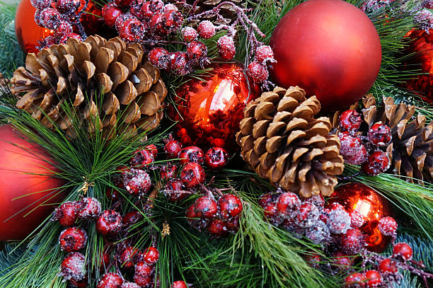 istock Christmas background of decorated fir 494599847
