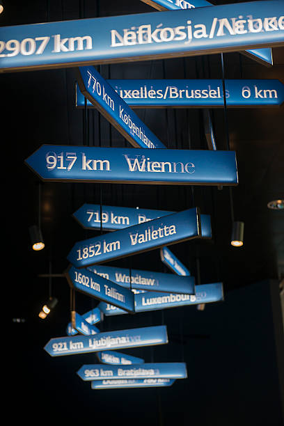 istock Directional signs to Europan cities 494600353