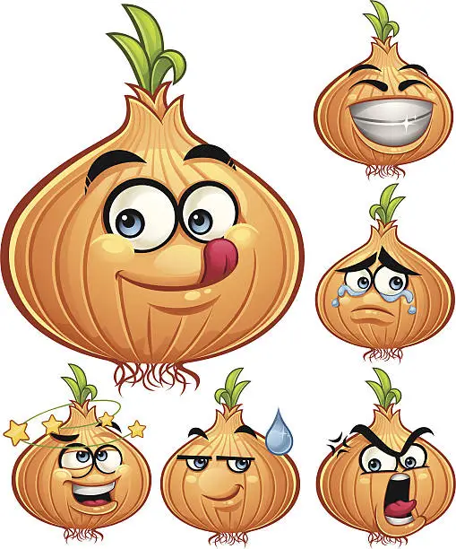 Vector illustration of Onion Cartoon Set A