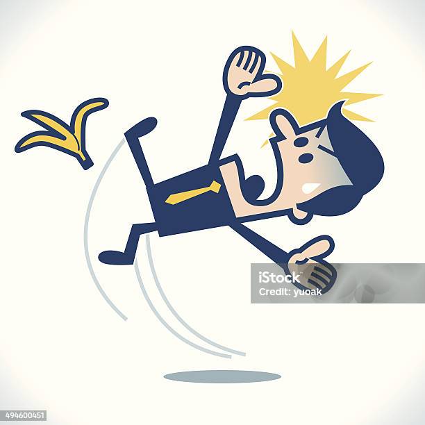 Man Slipping On A Banana Skin Stock Illustration - Download Image Now - Banana Peel, Banana, Falling