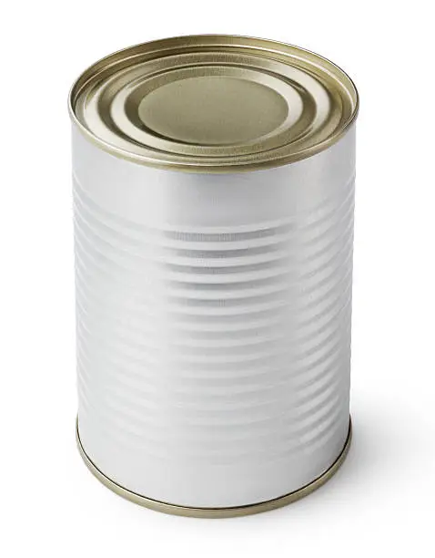 Metal Tin Can isolated on white with clipping path
