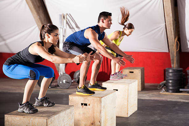 istock Jumping exercises at a gym 494603167