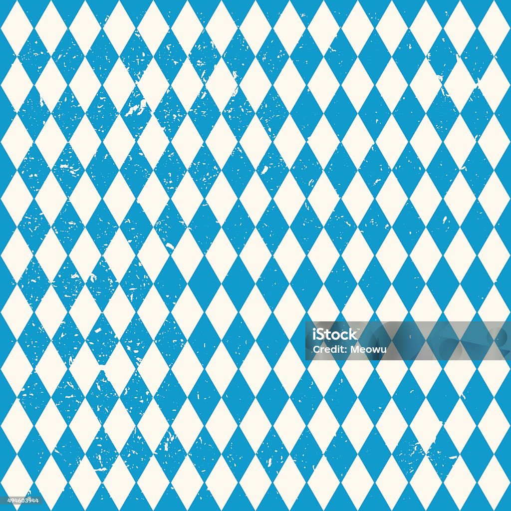 Beer Fest seamless pattern with rhombus Beer Fest seamless pattern with blue and white rhombus, flag of Bavaria, vector old diamonds background with cracks and dust Beer Festival stock vector