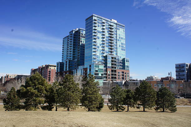 Denver, Colorado downtown riverfront stock photo